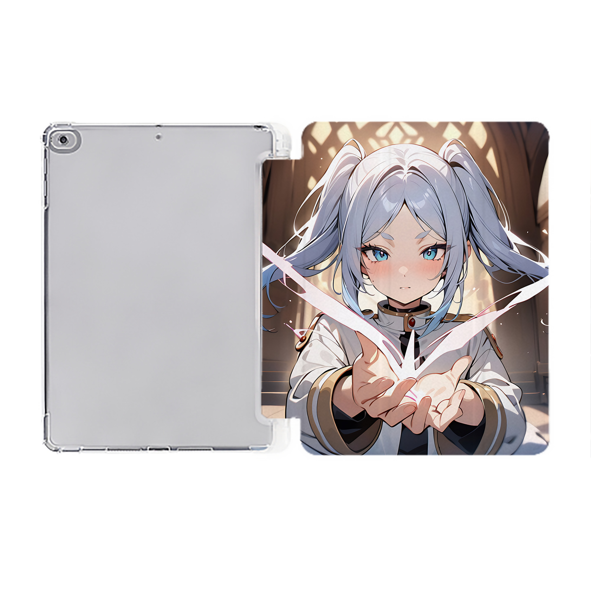 （画像用） 葬送のフリーレン Frieren IPad ケース ペン収納付き 三つ折りスタンド PUレザー×シリコン 対応機種9.5/10.5/10.9インチ